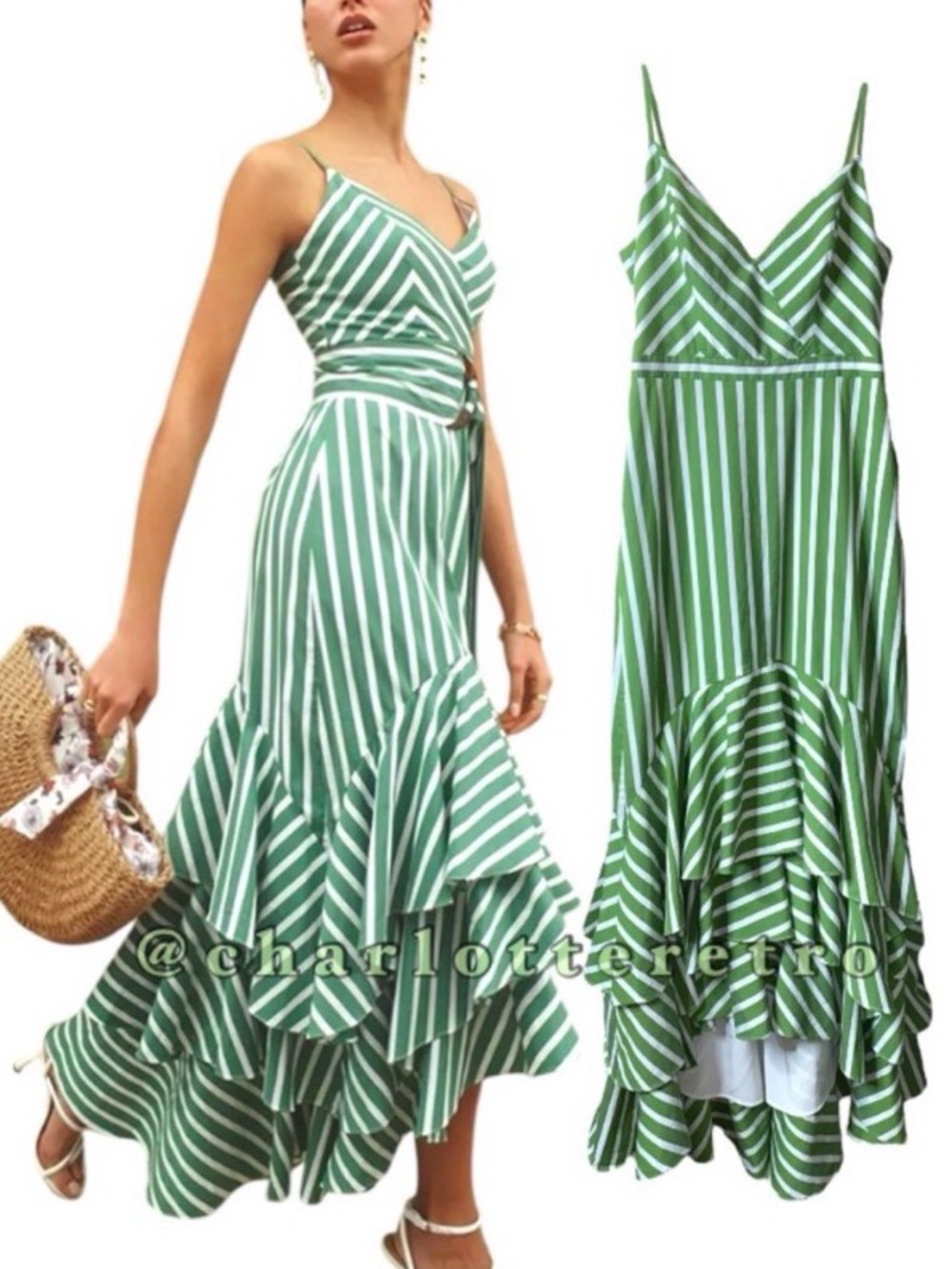 BCBGMaxAzria for Saks • Striped High Low Maxi Dress